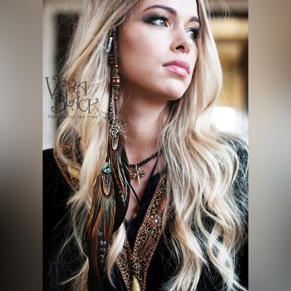 BOGO Brown feather beaded hair clip! - Picture 5 of 6